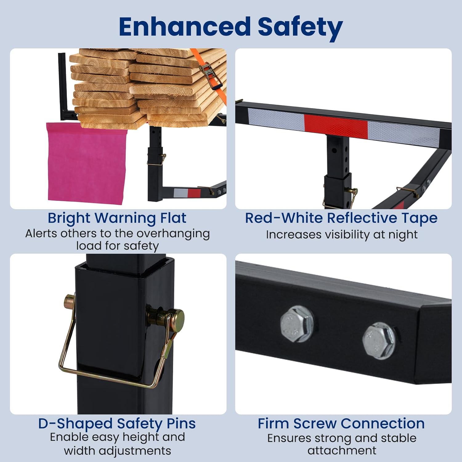 Goplus Pick up Truck Bed Hitch Extender Adjustable Extension Rack w/Flag for Ladder, Rack, Canoe, Kayak, Long Pipes and Lumber (Black)