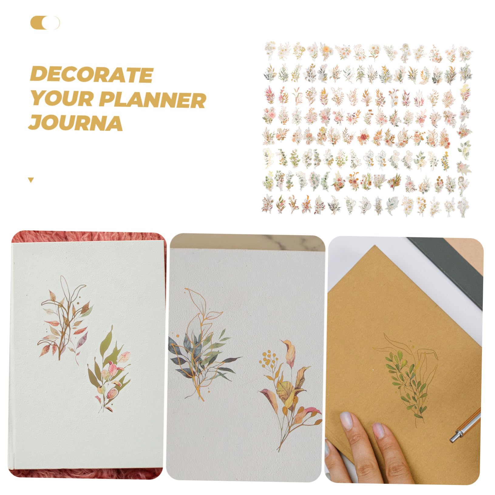 2 Sätze Goldene Pflanzen Scrapbooking Aufkleber Holografische Sticker Für Diy Bastelarbeiten Dekorative Aufkleber Für Scrapbooking Und Gemischte Stile 240 Stück * 2