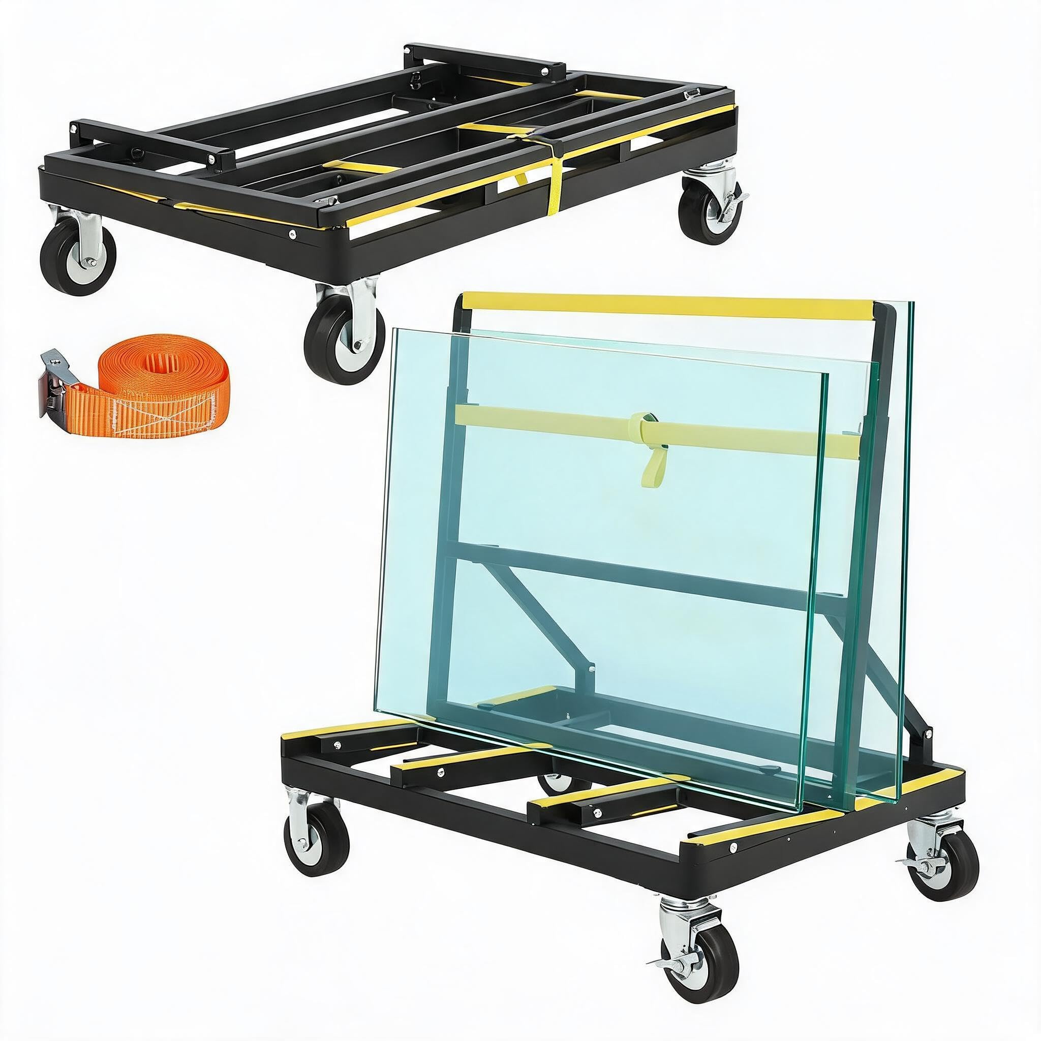 Folding Drywall Cart, Heavy-Duty Extendable Deck Panel Dolly Cart