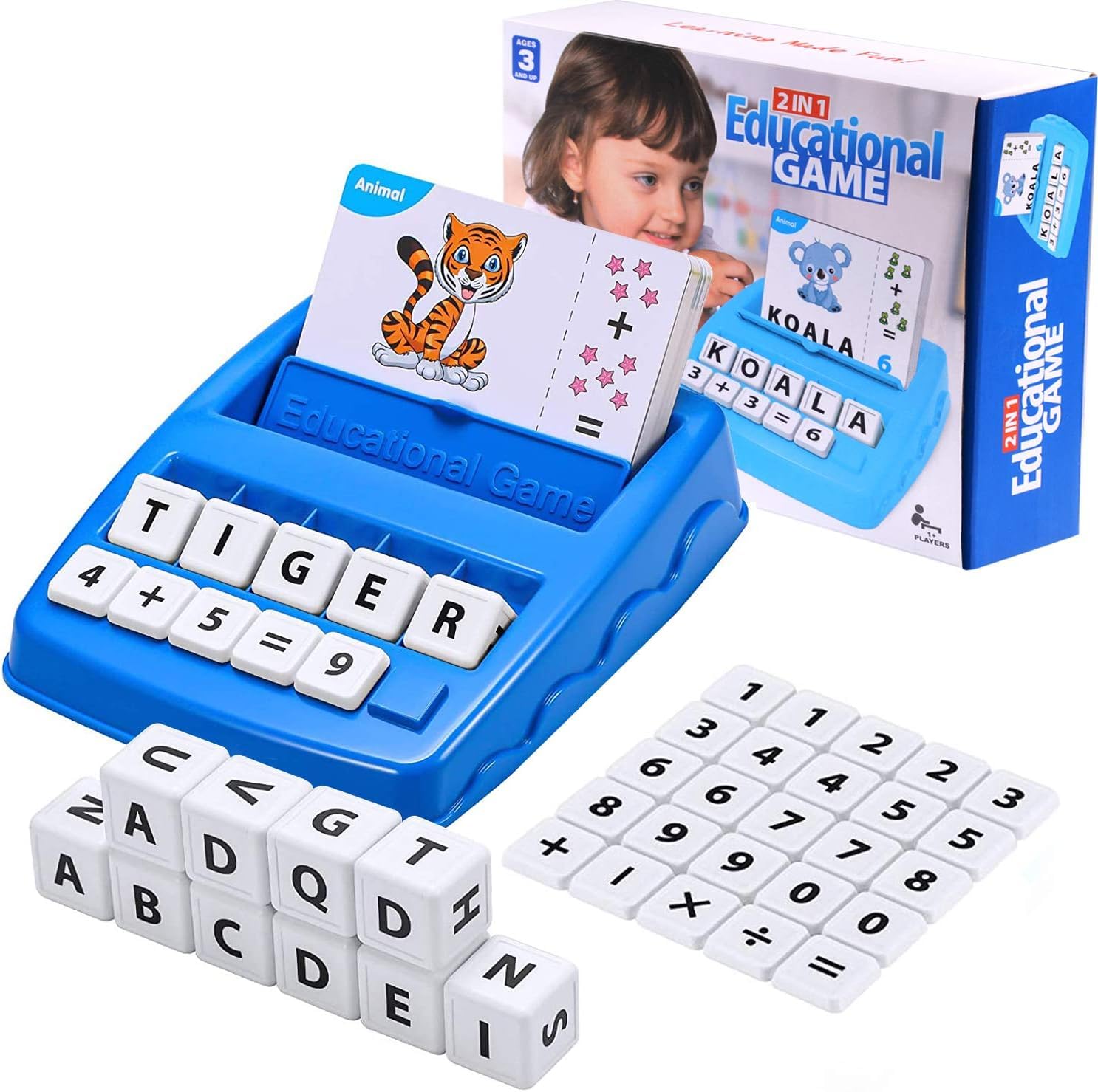 Matching Letter Game - Sight Word Games, Educational Toys for Kids 5-7 Year Old, 2 in 1 Spelling and Counting Preschool Learning Toys Math Flash Cards Preschool Games for Ages 3-8