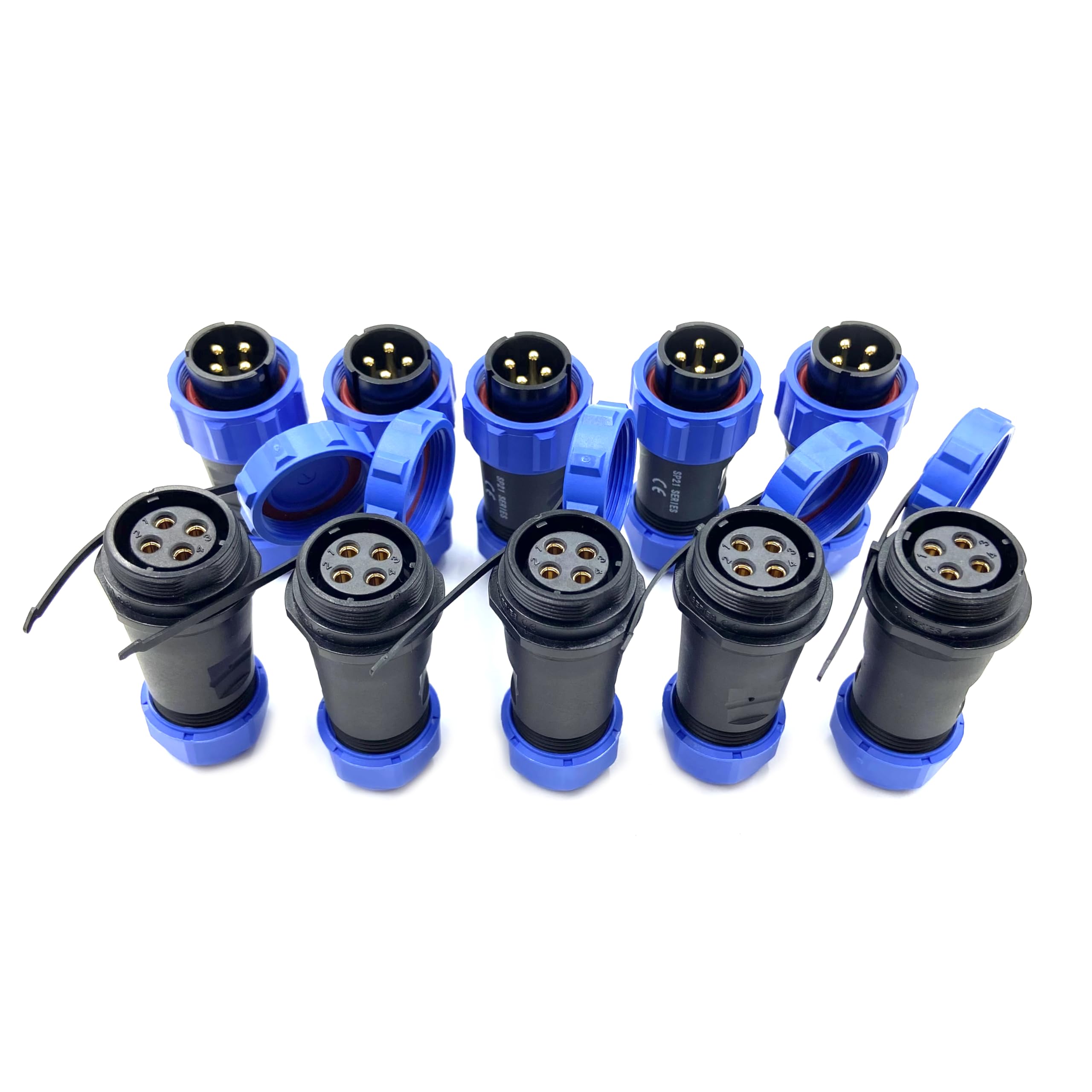 5 connecteurs pour aéronautique SP21 4 pôles, IP68 4 broches, prise aviation sans soudure, prise étanche pour lampes extérieures, 500 V 30 A (12 AWG câble à vis sertissage)