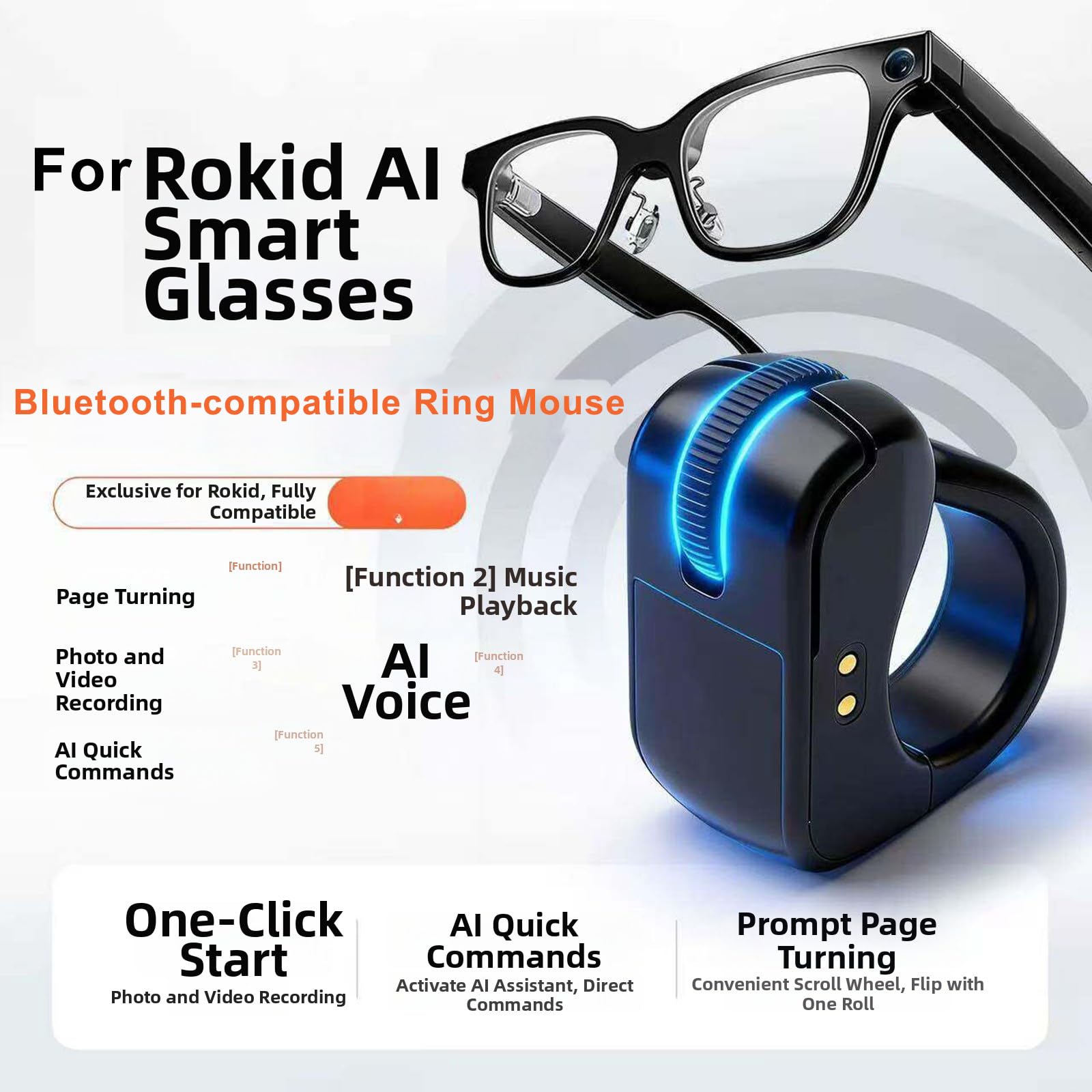Anillo accesorio portátil para Smart Glasses Browse Control (negro)