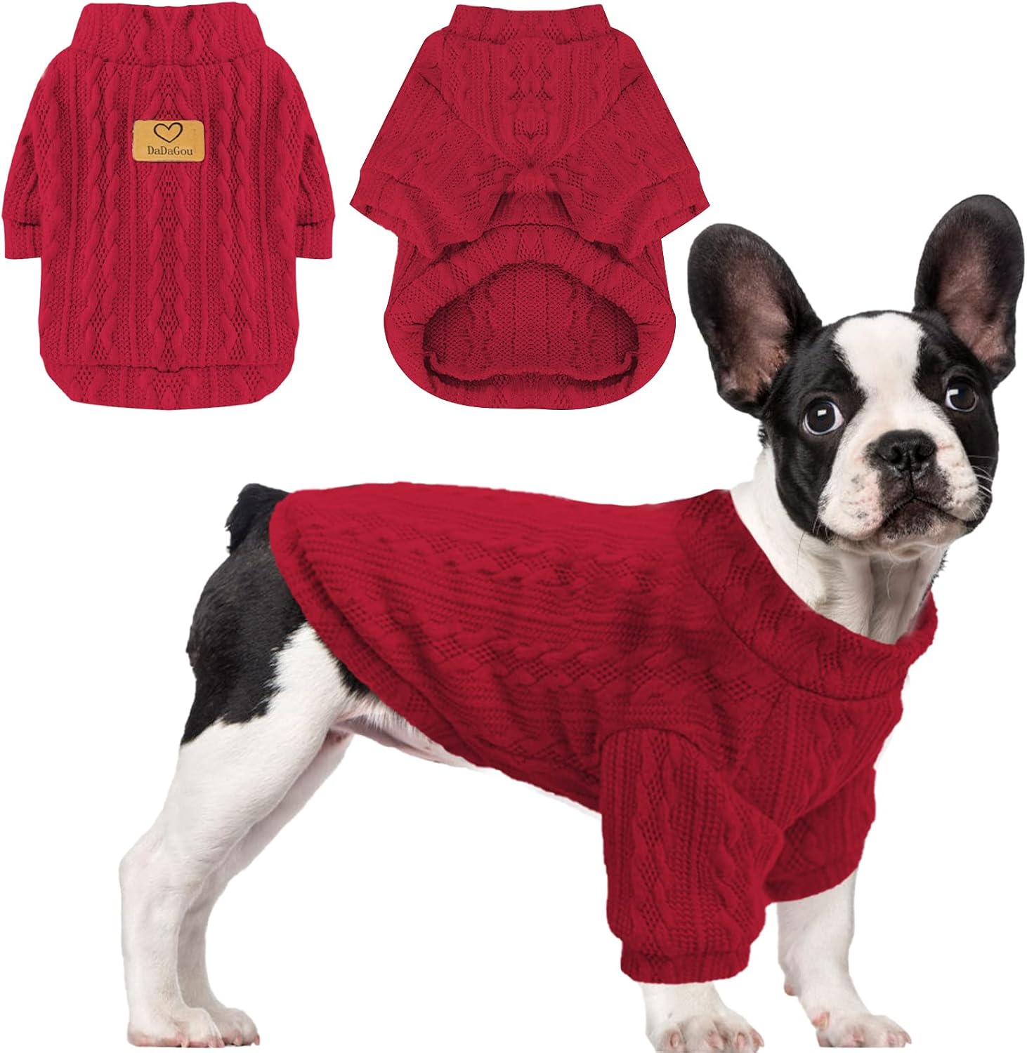 ABRRLO Dog Sweater for Small Medium Dogs Cats Boy Girl Knitwear Turtleneck Warm Pet Clothing Puppy Clothes Pullover Sweatshirt for…