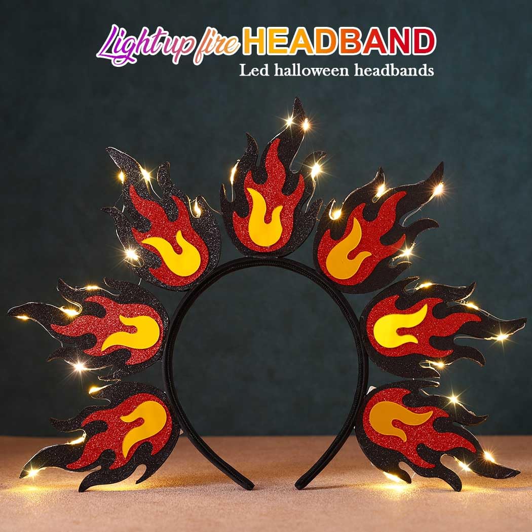Reaky Light Up Headbands Glowing Flame Hairband Led Glitter Hair Hoops Concert Music Festival Carnival Costume Headwear Hair Accessories for Women - Image 2