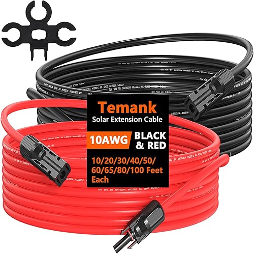 10AWG Solar Extension Cable 60 Feet, 10 Gauge Solar Cables 60Ft for Solar Systems, Car, RVs, and Boats, Tinned Copper PV Wire Ends with Solar disponible en Yaxa Mexico