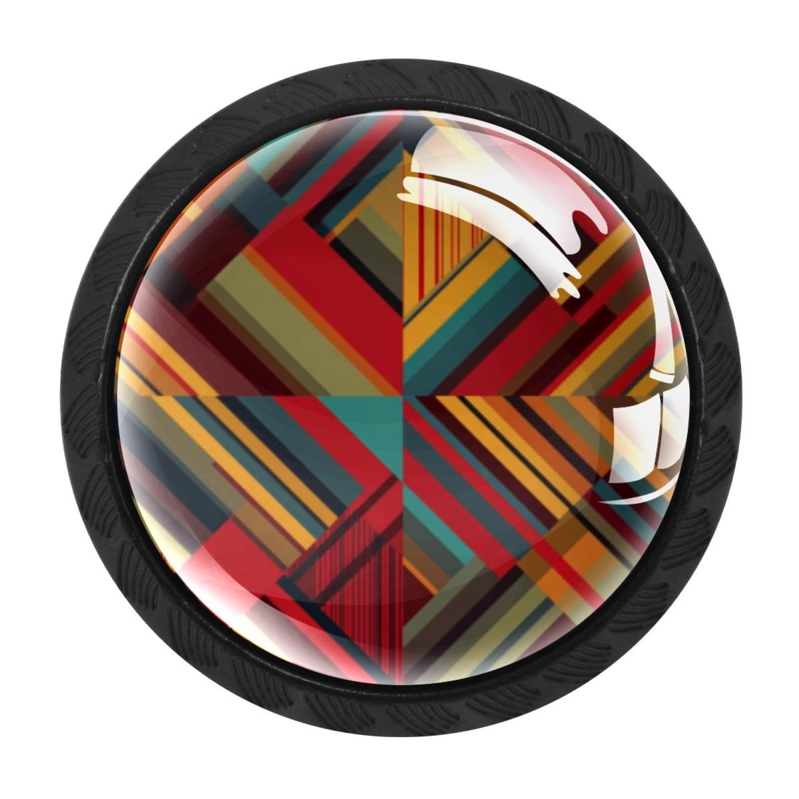 CHENZZZZ 4 Pieces Kitchen Cabinet Knobs Abstract Geometric Stripes Lines (7) Drawer Knobs Dresser Knobs Drawer Pulls Door Knobs Dresser Drawer Handles Knobs for Dresser Drawers