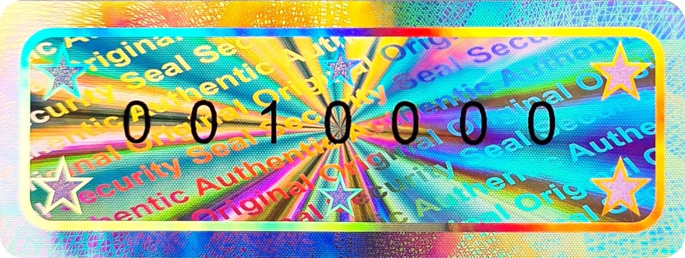 310 pezzi – Sigilli ologrammi 3D con numero di serie – 50 x 18 mm argento lucido – Sigillo di sicurezza, etichette di sicurezza, etichette autoadesive, etichette di chiusura