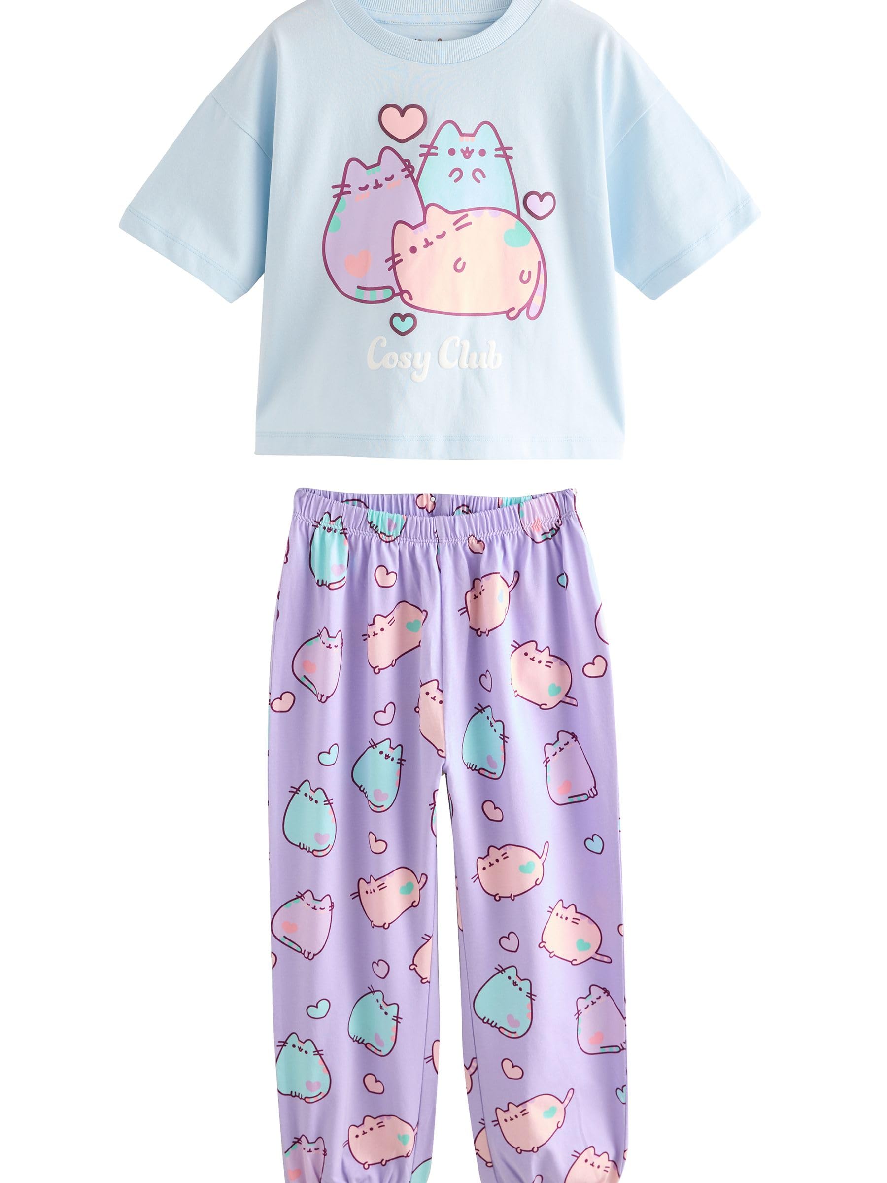 NEXT Mädchen Schlafanzug mit Jogginghose im 2er-Pack, Pusheen