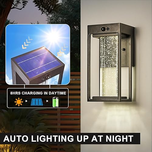 Miniatura 2 de Lámpara solar de pared para exteriores con 3 modos de sensor de movimiento, aplique exterior de cristal con 4000 K 250 lm LED luz exterior para casa