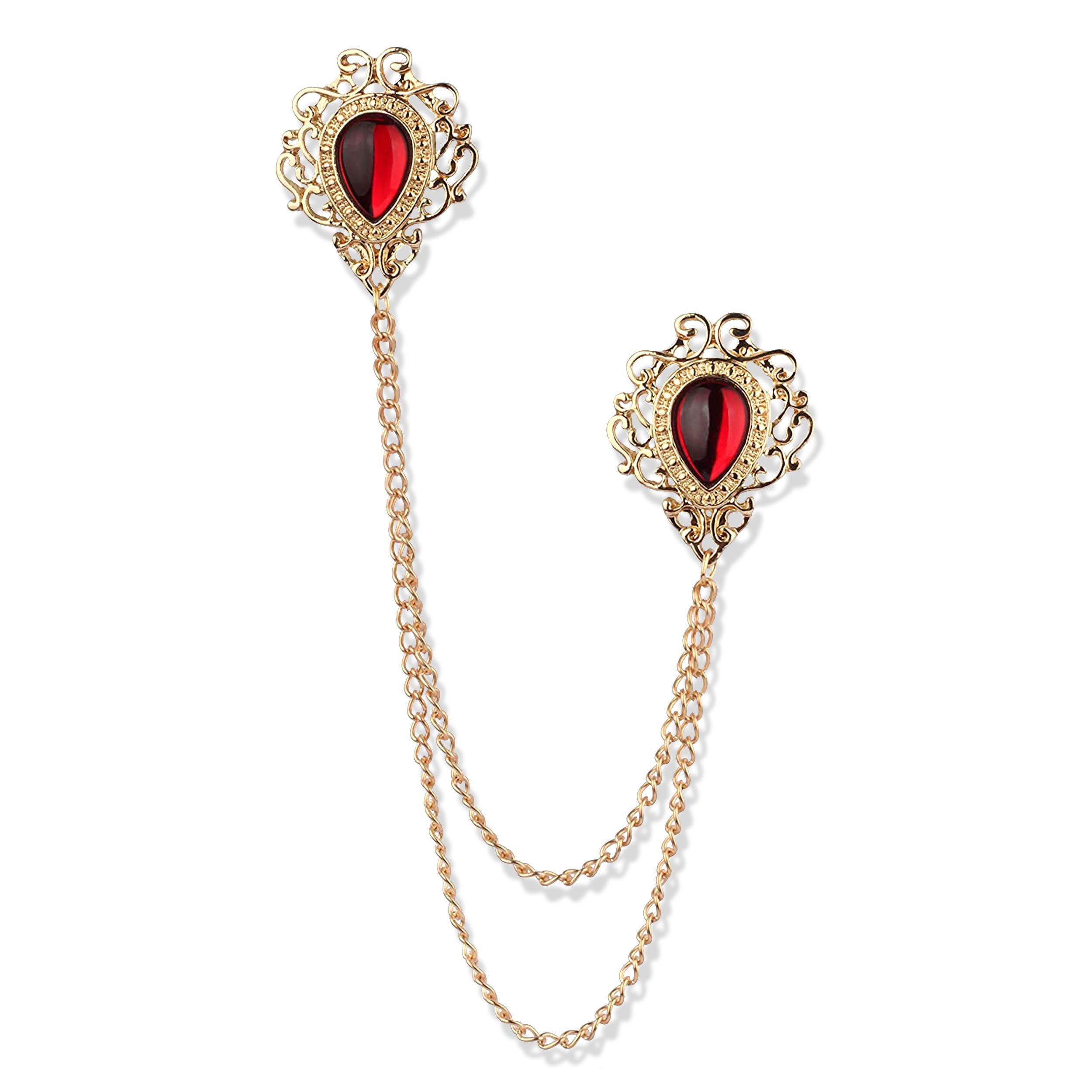 Panjatan Mens Red Wine Diamond Design with Rose Gold Chain Brooch (B07Y3WGD5H) Amazon Price History, Amazon Price Tracker