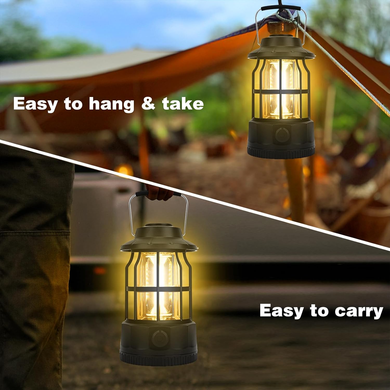 JAMISAY Camping Lantern being carried and hung