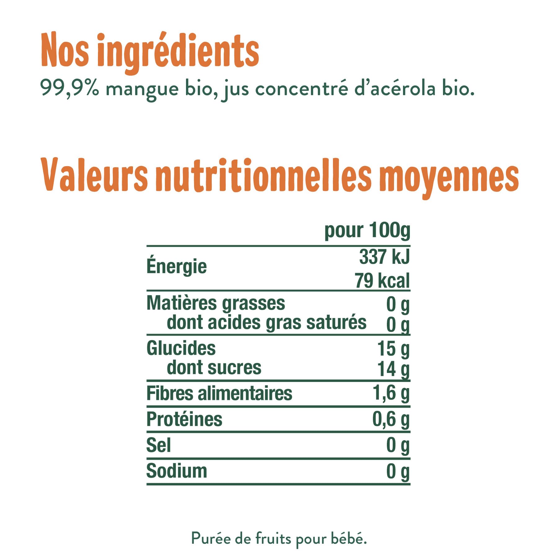 GOOD GOÛT - Gourdes Mangue - Purée Bébé - Dès 4 Mois - 99,9% Mangue - 100% Bio - Sans Sucres Ajoutés* - Fabriqué En France - 10x120g - 4