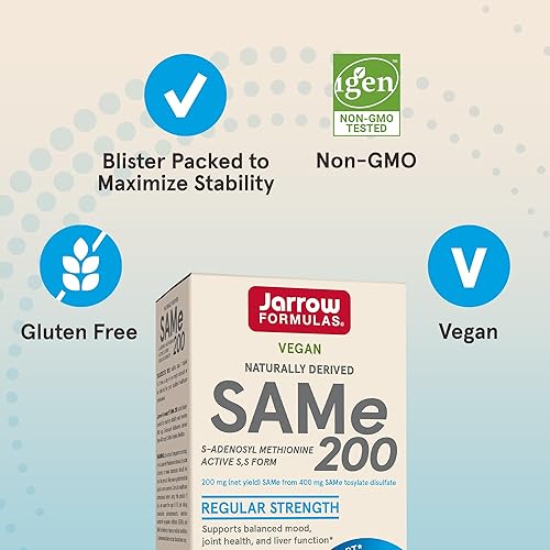 Miniatura 5 de Jarrow Formulas® Same 200 mg, Supports Joint Health, Liver Function, Brain Metabolism, 60 Tablets, Up to A 60 Day Supply