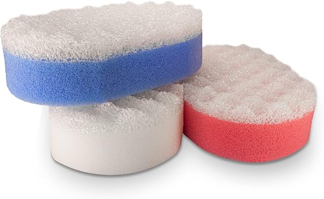 Bath Massage Sponge for Adults - Exfoliating Body Shower Scrubber - Doubled Sided exfloating Massage Sponge- Family Pack of 3