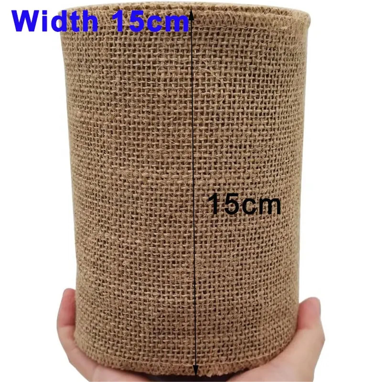 Juteband 10/5/2/1 Meter natürliches Sackleinenband, Jute-Stoffband for Verpacken von DIY-Handwerk, Hochzeit, Heimdekoration, 2/3/4/5/6/8/10/15 cm breit(Width 15cm,Length 10Meters)