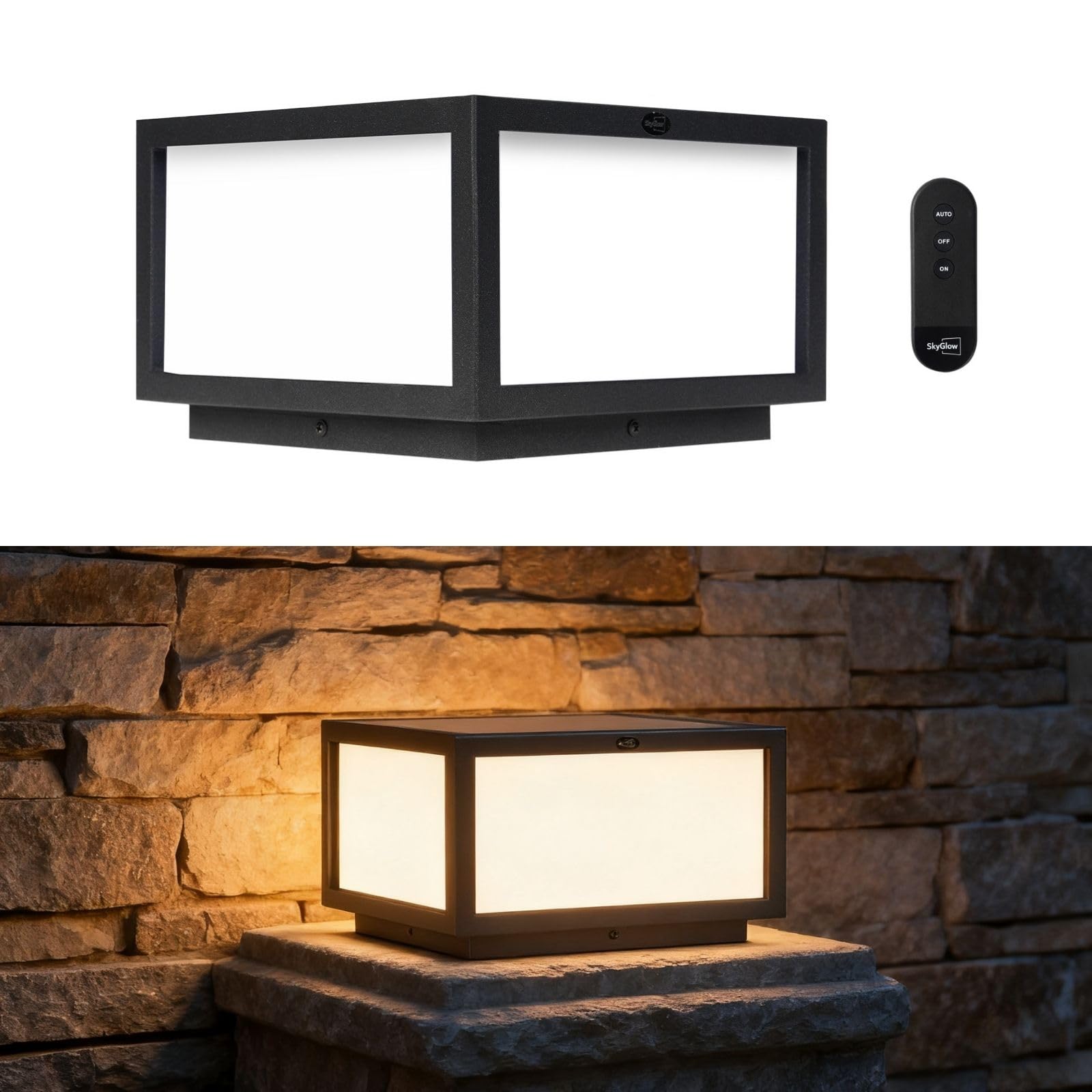SkyGlow Solar Column Light, Stainless Steel LED IP55 Waterproof