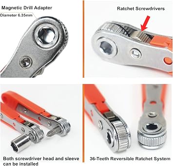 36-Tooth Ratchet Mini Screwdriver Repair Tools, Compact Torque Solution for Confined Tight Spaces