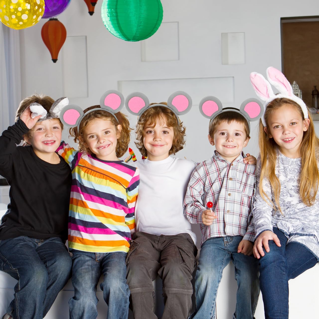 CLISPEED 2pcs Halloween Mouse Ears Headband, Cute Animal Headwear for Women - Rat Costume for Birthday Party Cosplay Costume Events Grey - Image 6