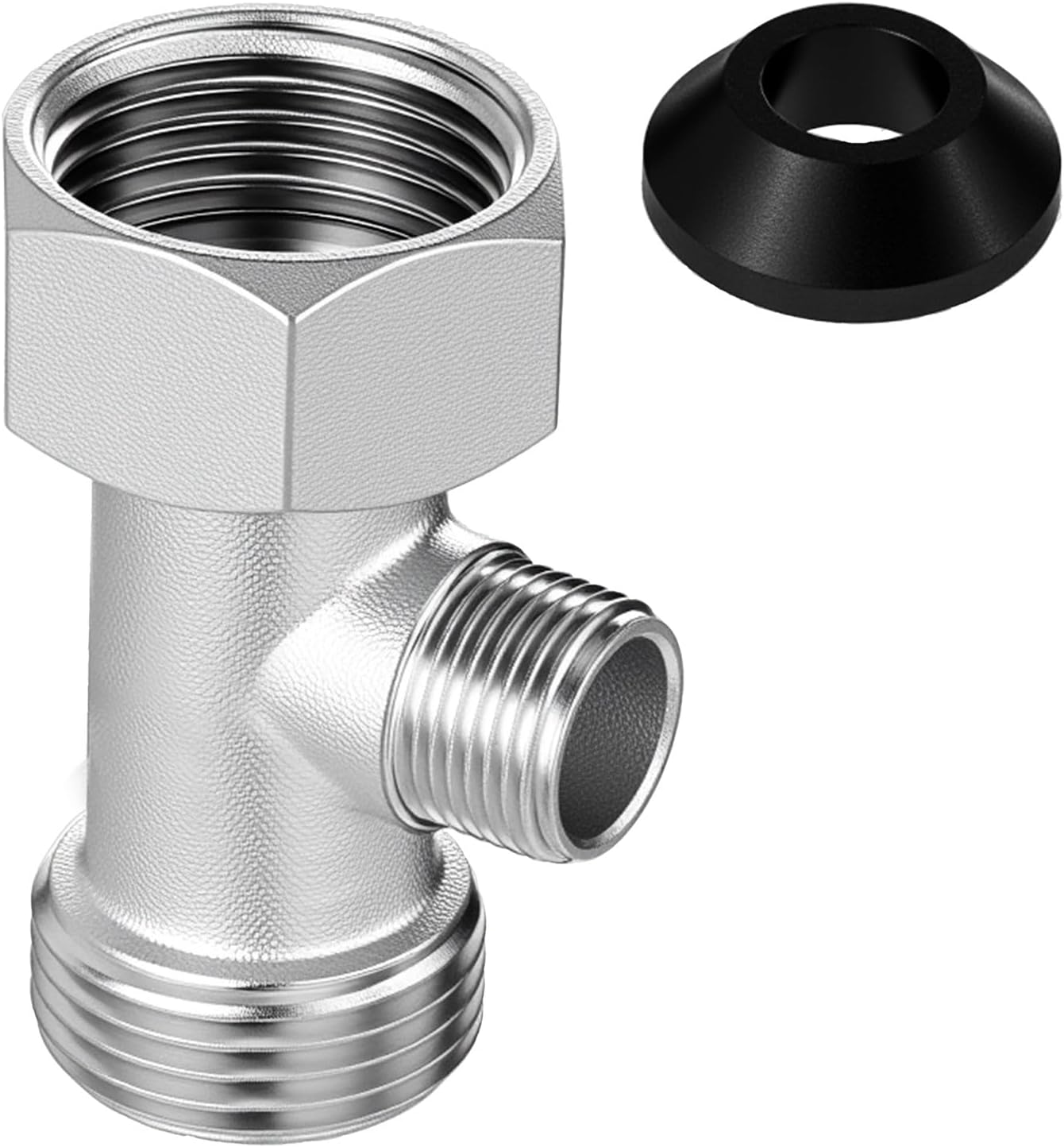 Bidet T Adapter, T Valve Toilet Faucet Hose Splitter 3 Way 7/8inch 3/8inch 7/8inch, Shower Head Plumbing Splitter with Gasket, Valve Hose Fitting for Shower Head Diverter Sprayer Faucet