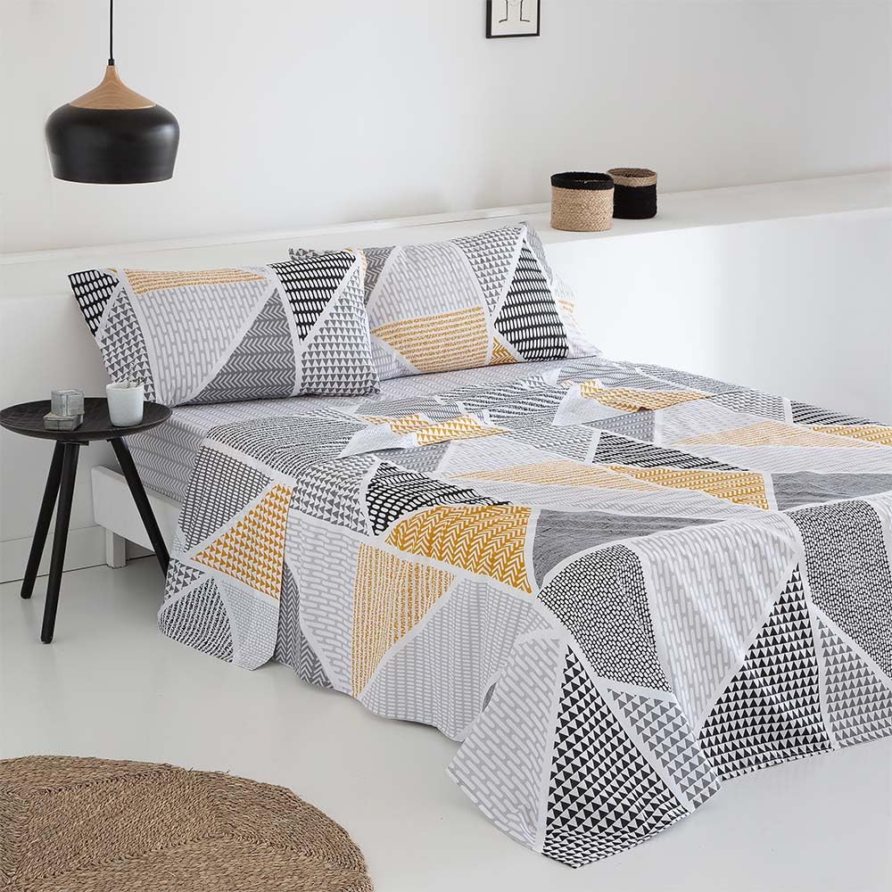 Parure De Lit 160x190/200 Cm COTTON ARTean - 100% Coton 180 Fils - 2 Taies + Drap Housse Ajustable
