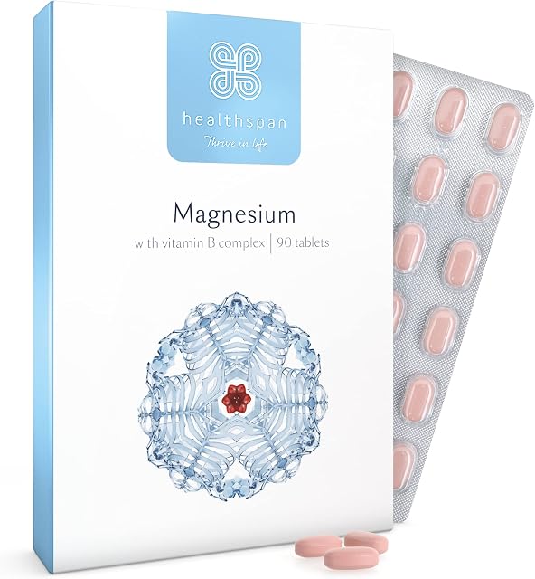 Healthspan Magnesium 375mg (90 Tablets) | Added Vitamin C & Vitamin B Complex | Promotes Immune Health | Support Your Bones, Teeth, Muscles & Nervous System | Vegan