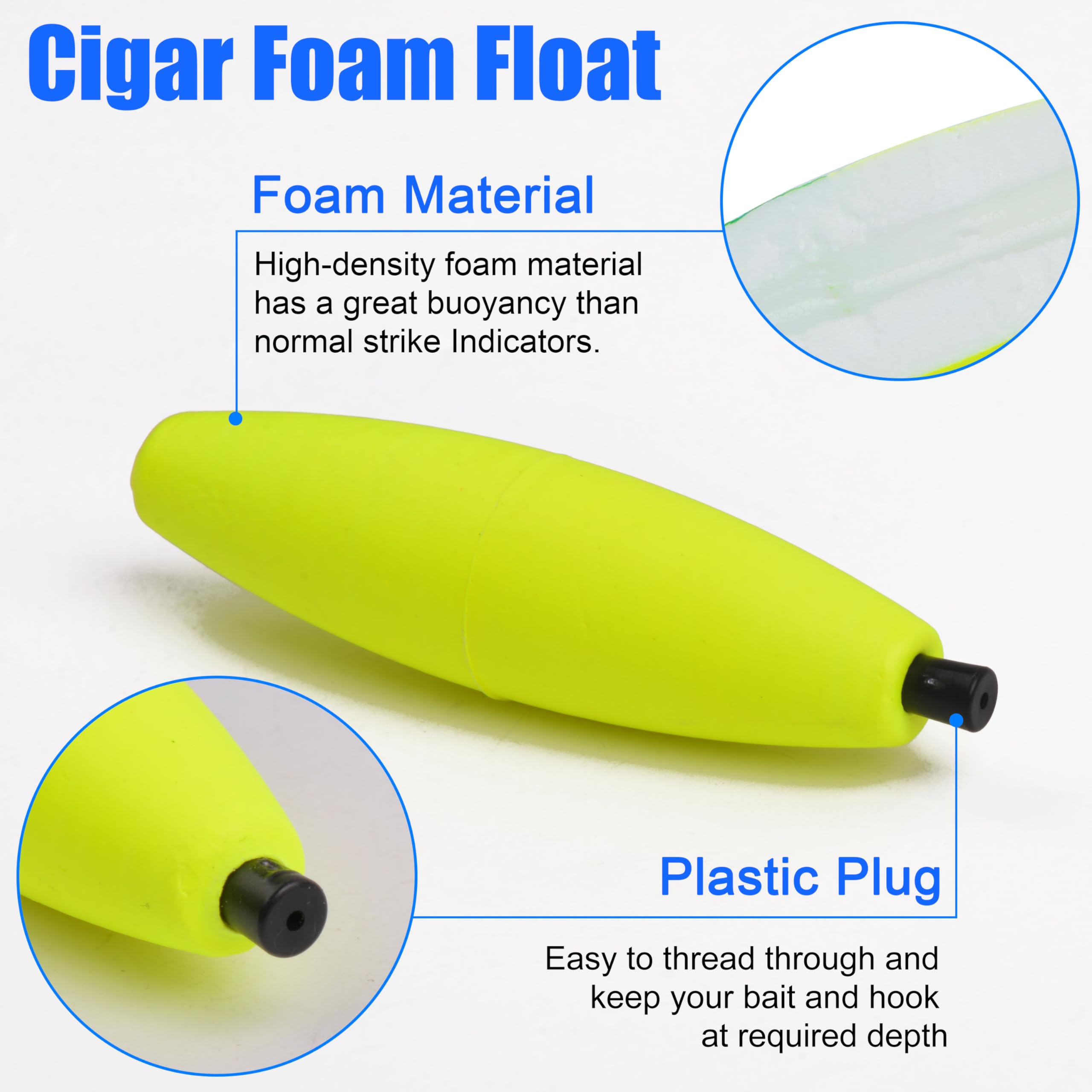 SILANON Peg Floats Fishing Bobbers,Foam Cigar Fishing Floats Bobbers Catfish Floats Slip Fishing Cork Bobbers with Pipe Plug for Catfish Santee Rig Freshwater Saltwater Fishing