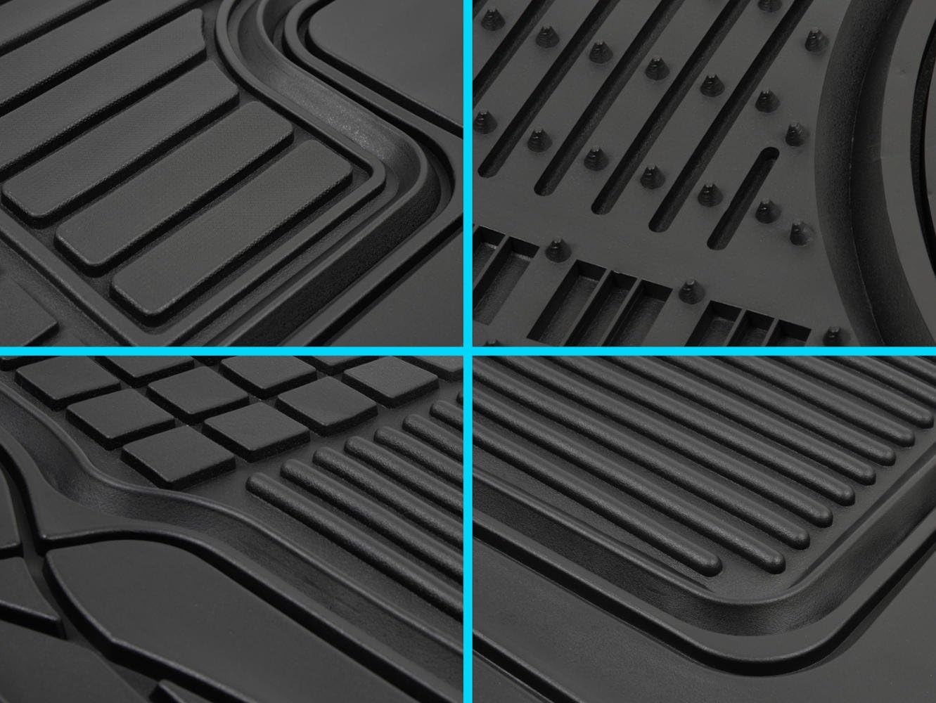 Motor Trend Premium All Weather Rubber Floor Mats for Cars SUV Trucks, Heavy Duty Universal Fit Trim to Fit Protection Floors Liners Full Set (2 Front Mats, 1 Rear Floor Mat, 1 Trunk Cargo Liner) s