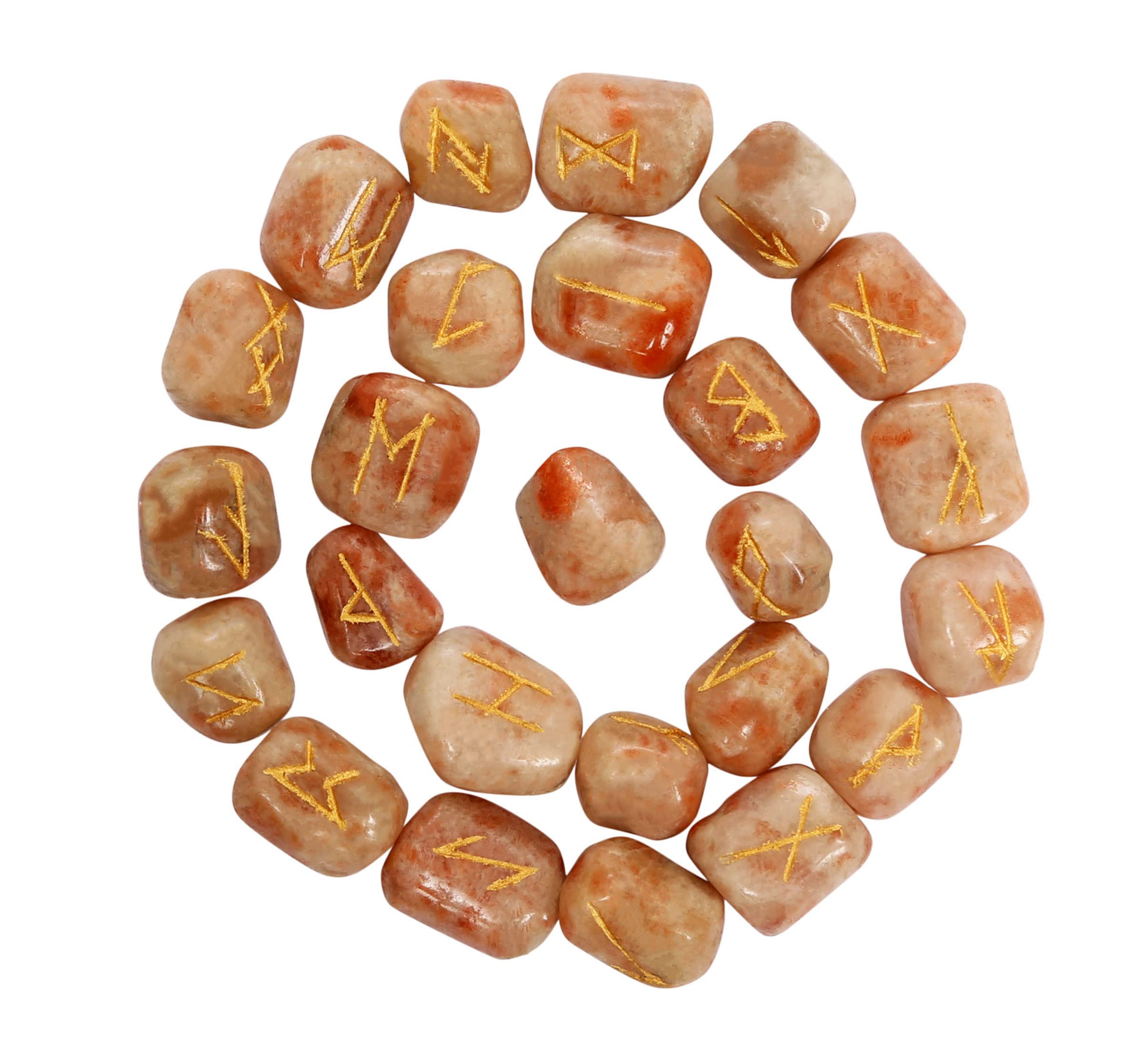 CRAFTSTRIBE Sun Stone Stones Tumbled Engraved Lettering Crystal Set For Wicca Crystals Healing Chakra Reiki Rune Set