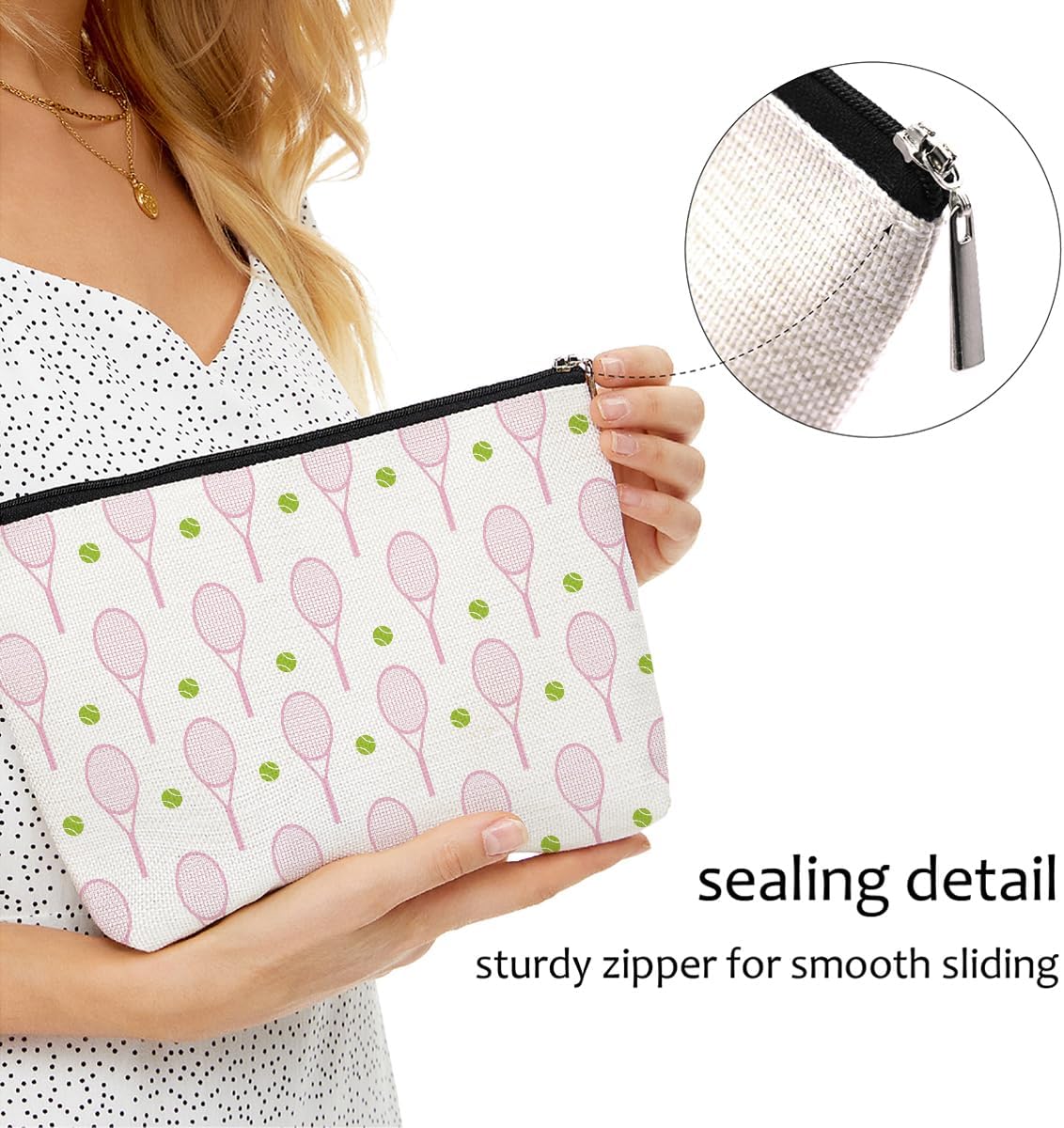 4 PCs Inspirational Makeup Bag, Tennis Accessories Cosmetic Toiletry Bag, Player Graduation Birthday Gifts for Women Girls Tennis Lovers Sister Bridesmaid - Image 6