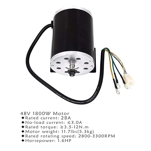 Miniatura 8 de Motor eléctrico sin escobillas de alta velocidad de 48 V CC 1800 W y controlador y arnés de cableado e interruptor y pedal acelerador para bicicleta