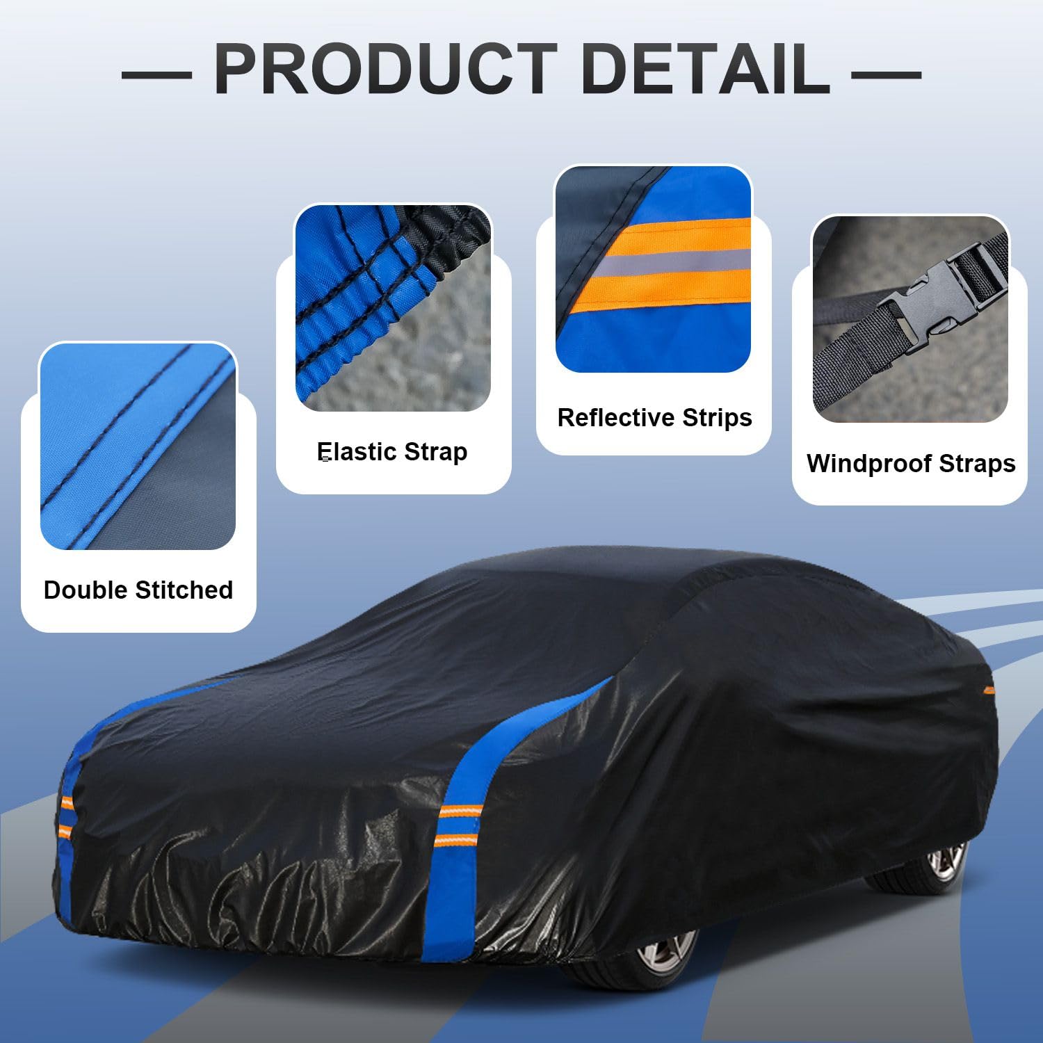 Molebt Car Cover Waterproof All Weather for Automobiles Full Exterior Covers for Sedan Coupe 186-193 inch Universal Fit — view 3