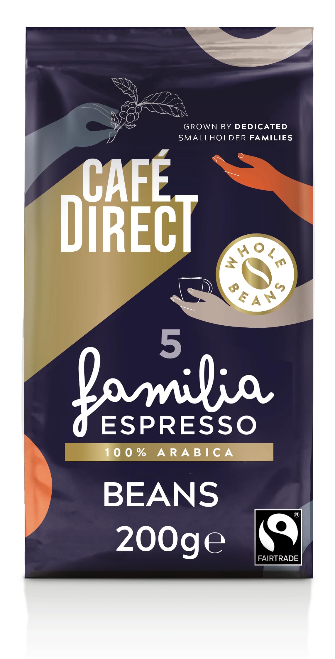 Cafédirect Fairtrade Familia Espresso Whole Bean Coffee 200g