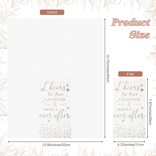 Miniatura 9 de 100 servilletas de despedida de soltera de oro rosa con texto en inglés "Cheers to Love Laughter and Happily Ever After" ("Cheers to Love Laughter