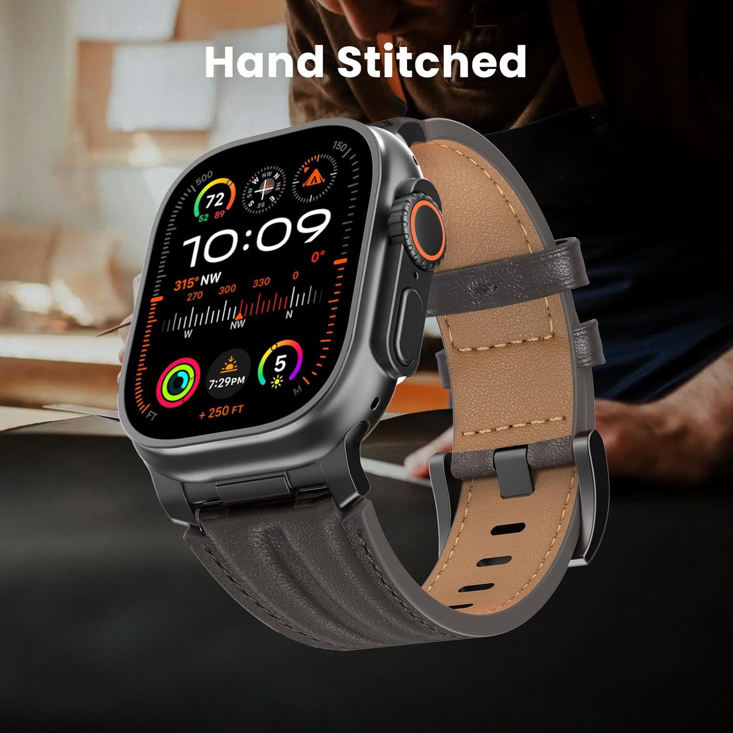 Bouixel Top Grain Genuine Leather Compatible with Apple Watch Ultra 3 Band 49mm 46mm 45mm 44mm 42mm, Handcrafted Vintage Leather Strap for Women Men iWatch Ultra 2/1 Series 11 10 9 8 7 6 5 4 3 SE - Image 9