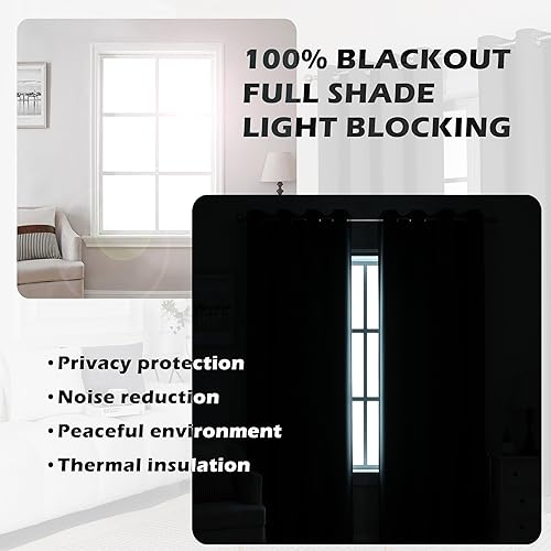 Miniatura 5 de Cortinas 100% opacas de 84 pulgadas de largo, 2 paneles de cortinas y cortinas con aislamiento térmico para sala de estar, ojales en la parte