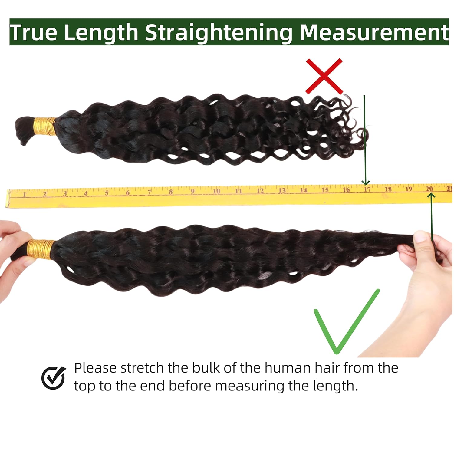 Bulk Human Hair for Knotless Braiding： Natural Black Water Wave Human Braiding Hair for Boho Braids