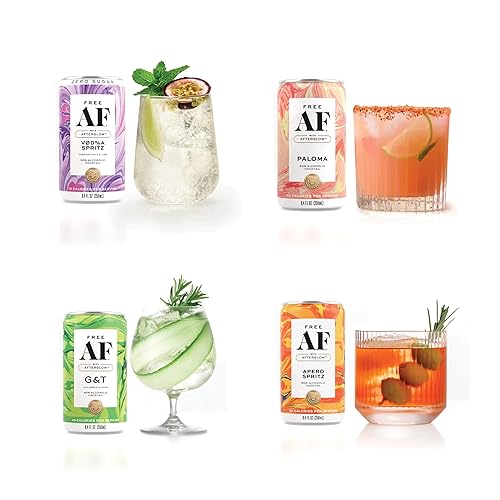 Miniatura 3 de AF Drinks - Paquete de degustación sin alcohol  Cócteles espumosos alternativos al alcohol con calor botánico AFTERGLOW  Sin gluten, bajas en