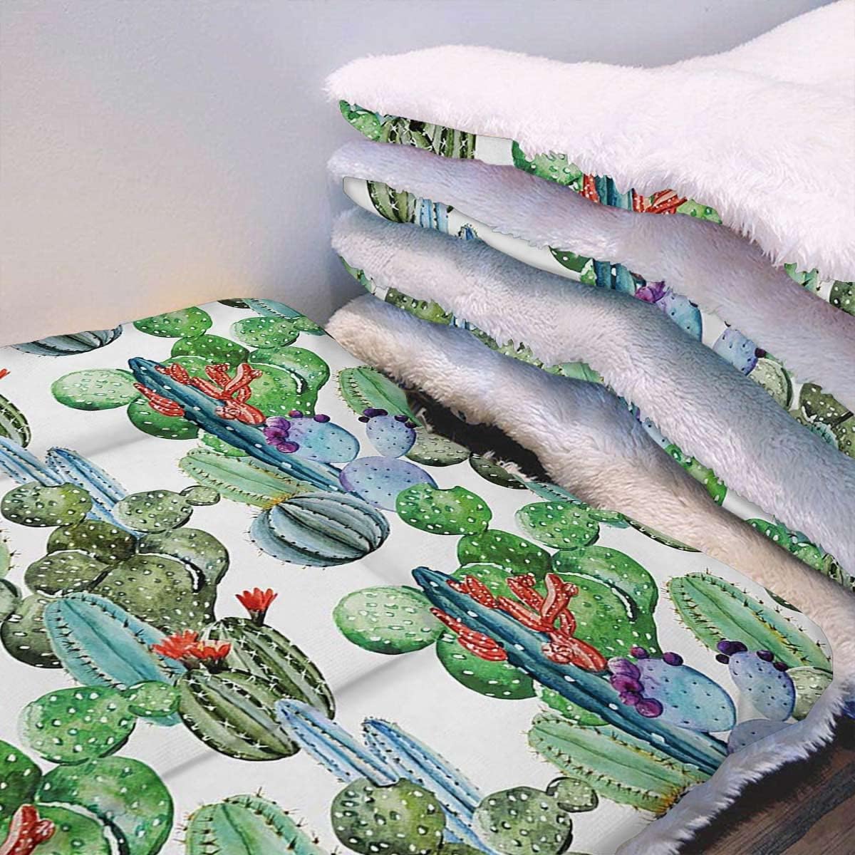review Multicolor Thermal Pet Mat Bed Liner Watercolors Style Display Spring Field Foliage Washable Kennel Mat for Large Medium Small Dogs and Cats Cactus 22