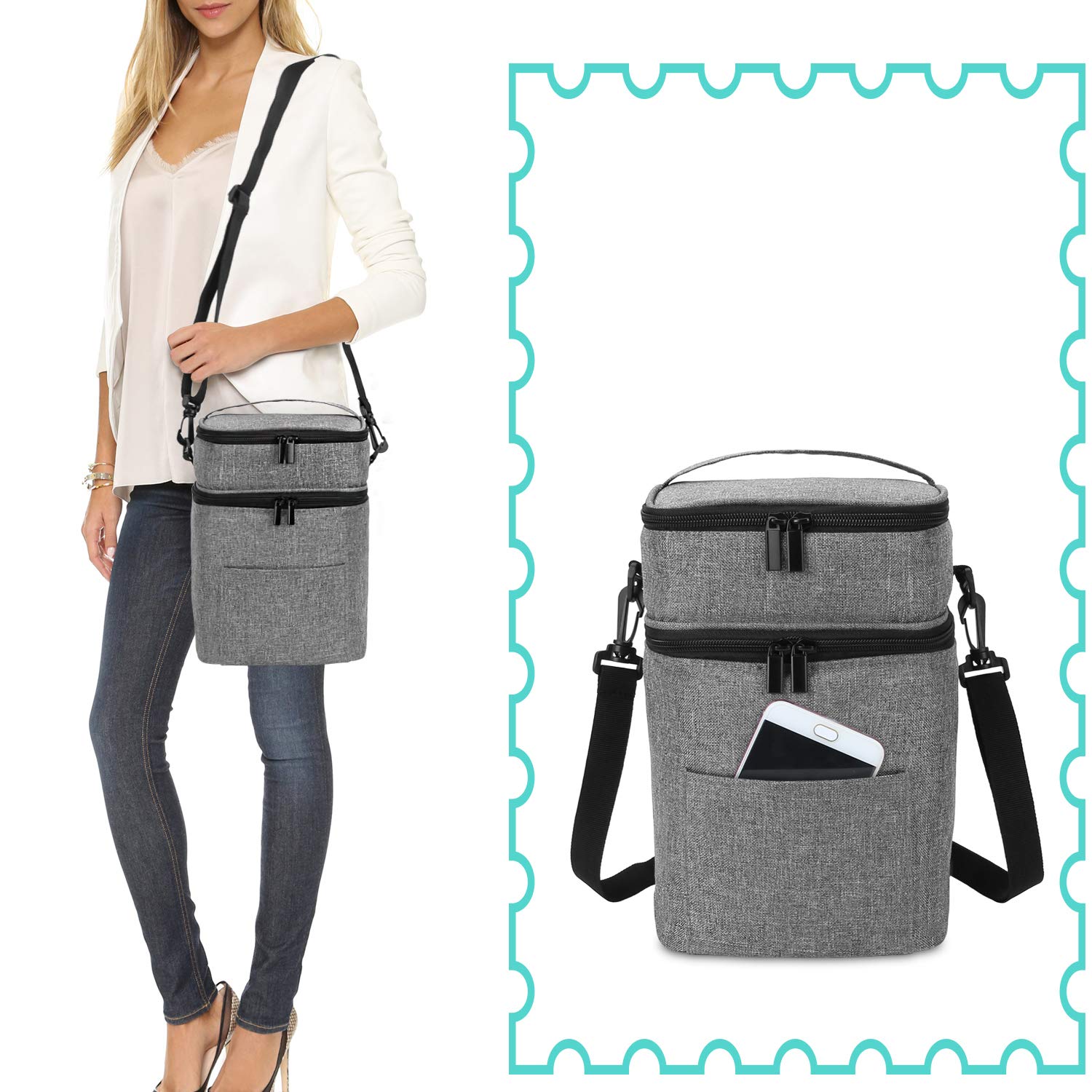 Luxja Borsa Isotermica per Biberon (Tenere 4 Flaconi del Latte Materno)