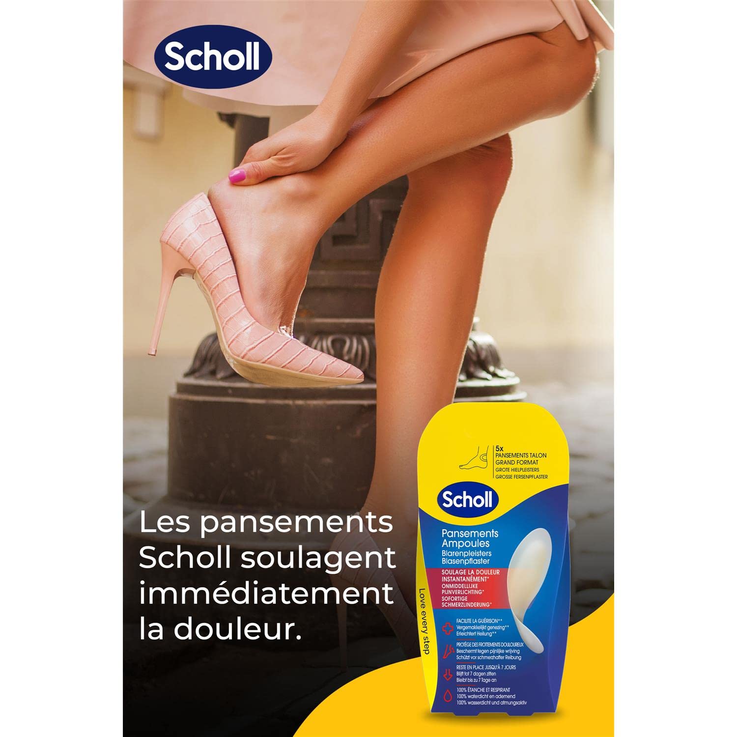SCHOLL Lot de 6 Etuis de 5 Pansements Ampoules Grand Format spécial Talon