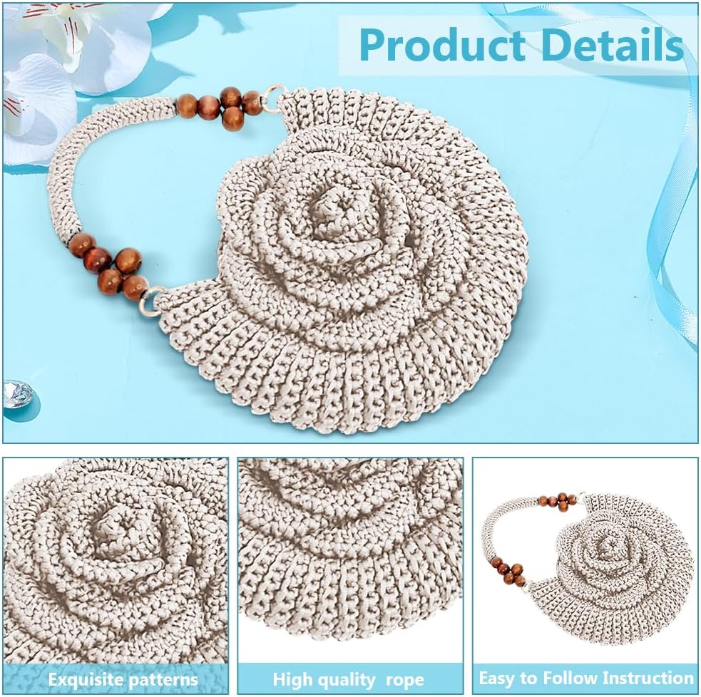 ACRNIGHEET Crochet Kit for Advanced or Experienced Beginners Adults Crochet Purse Bag for Women DIY Bag Making Kit with Step-by-Step Tutorials Boho Style Gift for Friends (Pearl White)