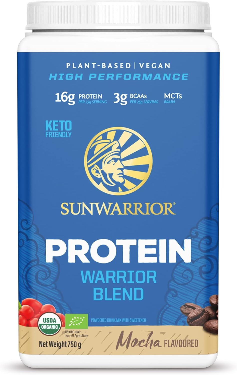 Sunwarrior - Warrior Blend, Plant Based, Raw Vegan Protein Powder with Peas & Hemp, Mocha, 30 Servings, 26.4 Ounce : Health & Household