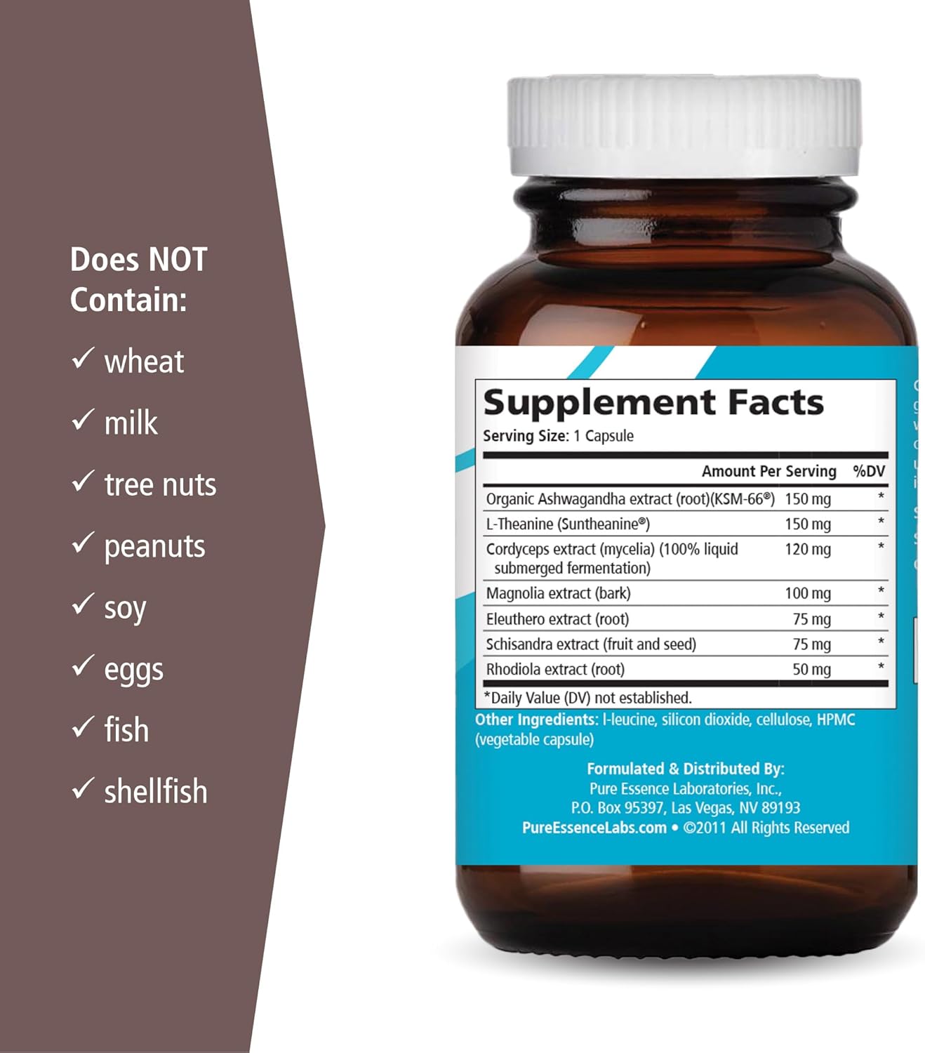 PURE ESSENCE LABS Calm Essence - Natural Sleeping Aid and Anti Stress Supplement for Adults - Calming Stress Relief (30 Capsules)