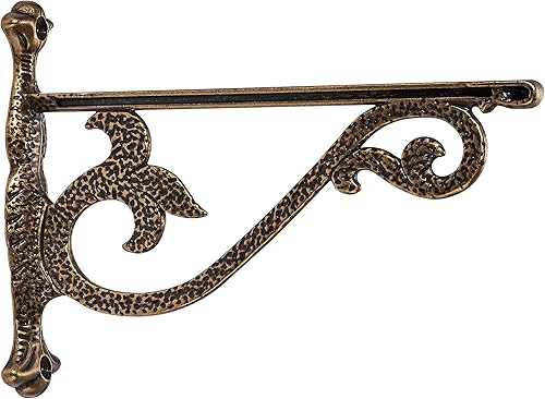 khtumeware 4 Pack Heavy Duty Hammered Antique Brass Shelf Brackets 8 Inch Wall M