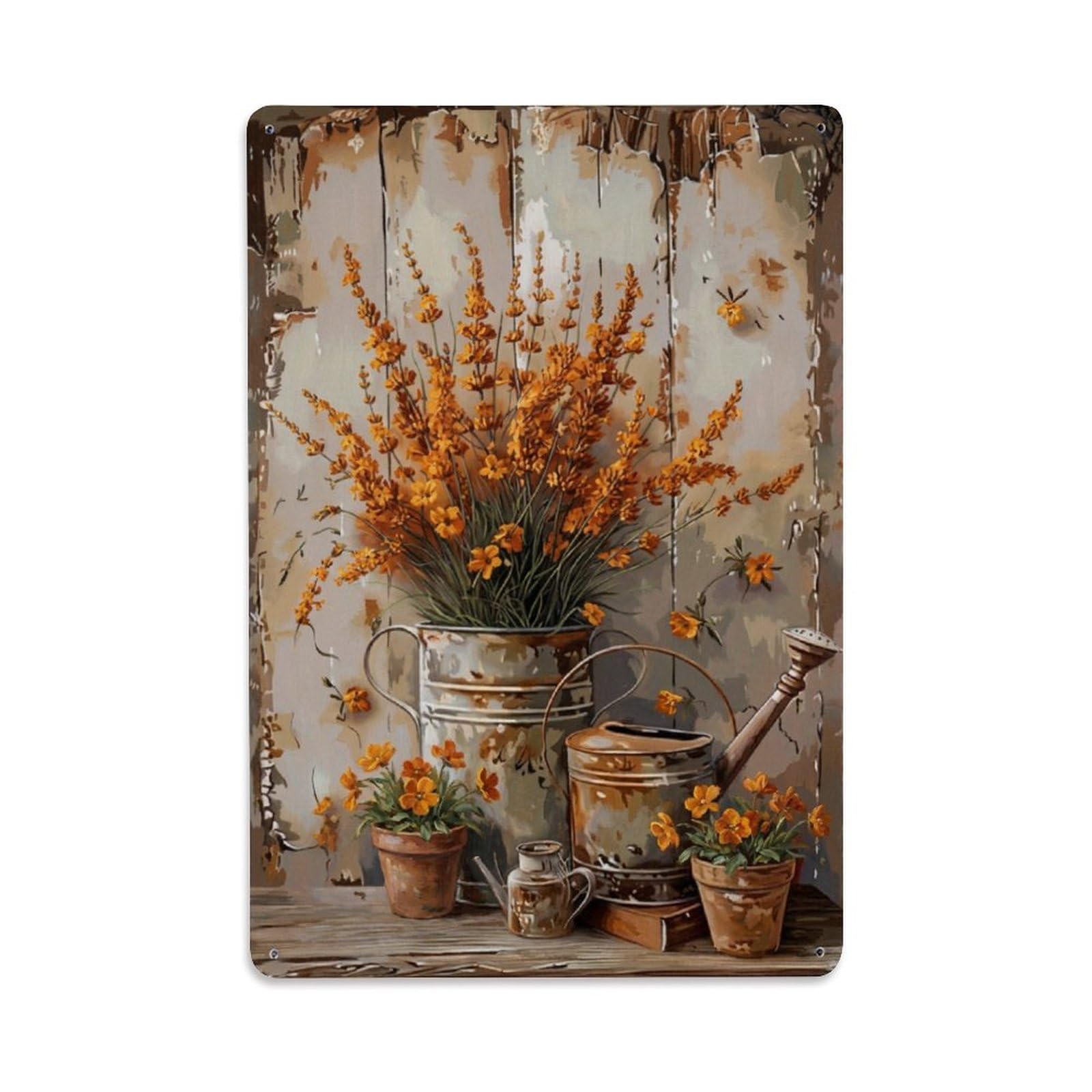 Vintage Flower Bunch Wallflower Pastoral Aesthetics Metal Tin Sign