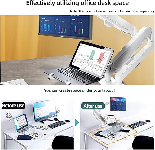 Miniatura 5 de Soporte para bandeja para computadora portátil para monitor Blanco 10-16 pulgadas Vesa 2.953 in y 3.937 in Placa de montaje con almohadilla