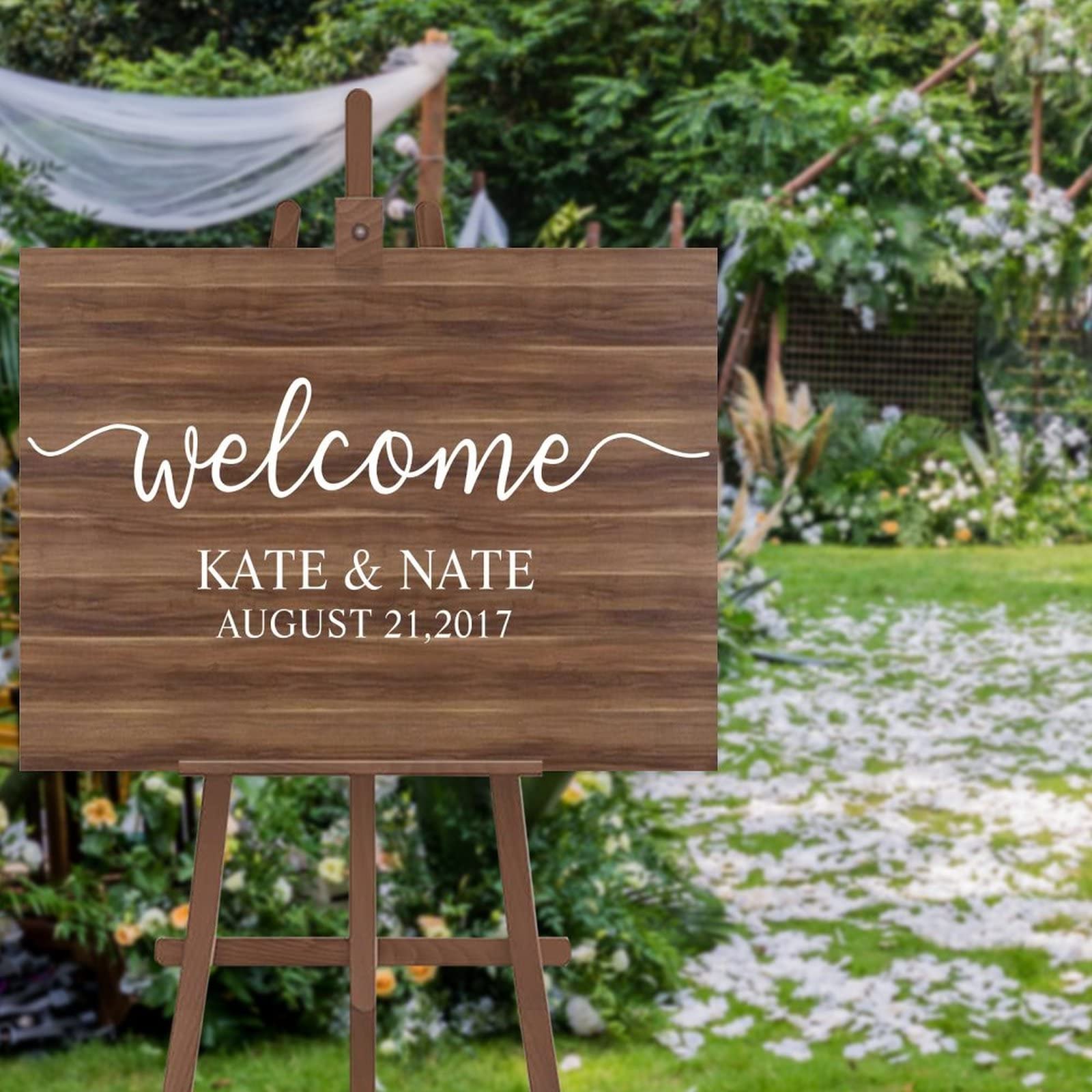Panneau de bienvenue de mariage en bois rustique accessoire signalétique entrée fête 45x60