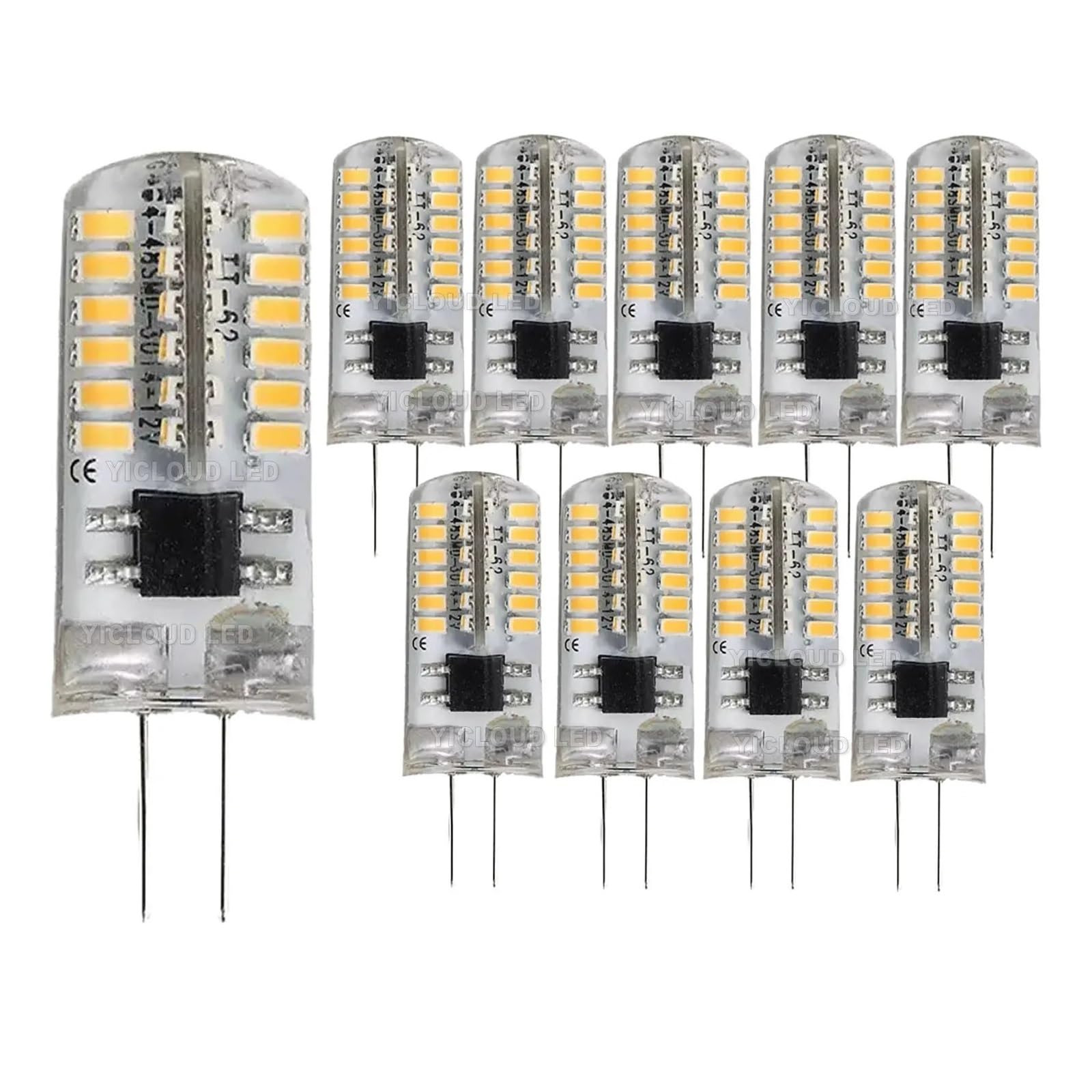wenwendianzi 10Pcs G4 LED Bulb 12W 9W 5W 3W 2W AC DC12V SMD 2835 3014 SMD LED Light Mini Silicone Lamp 360 Degree Angle(Cold White,DC12V 12W)