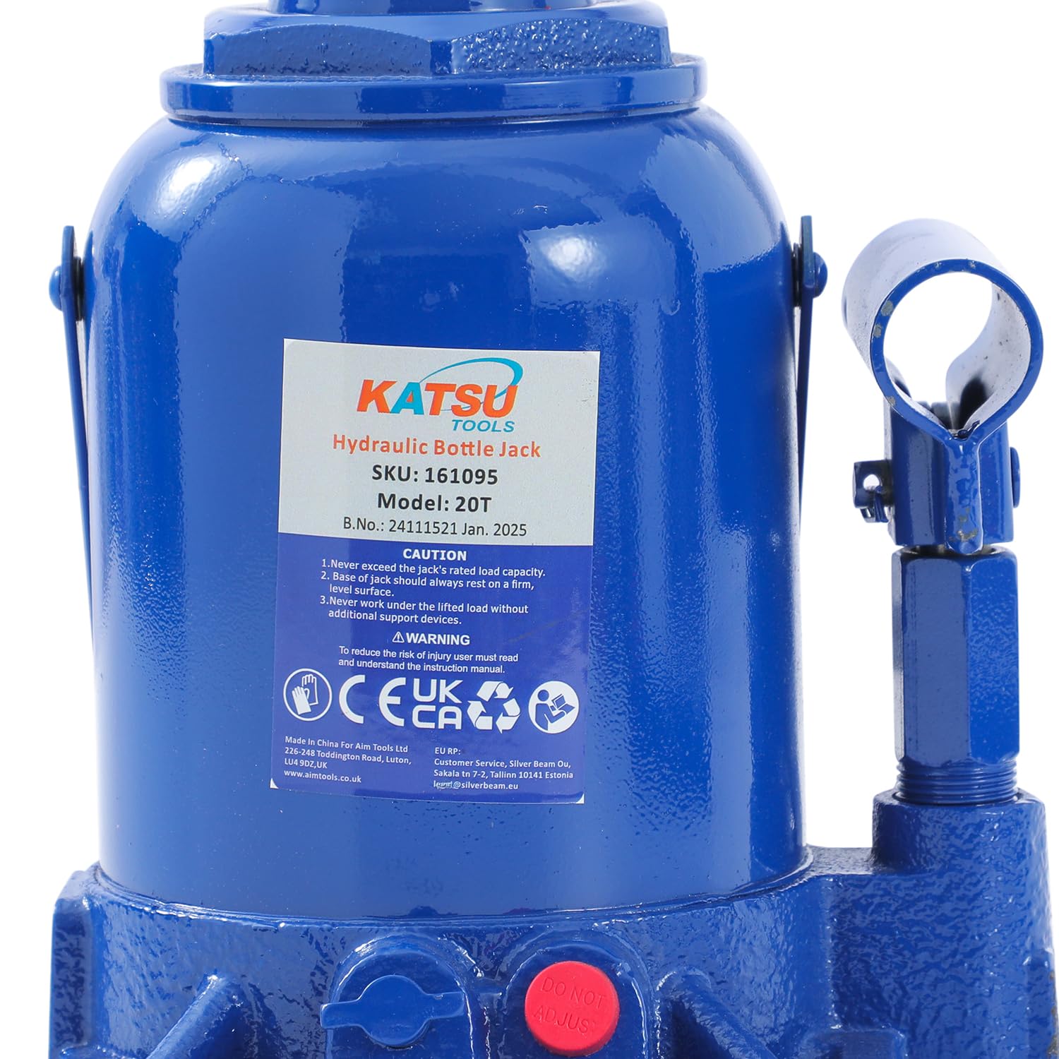 KATSU Tools Cric bouteille hydraulique à profil bas et court 20 tonnes - Support de levage robuste pour réparation automobile et entretien des véhicules