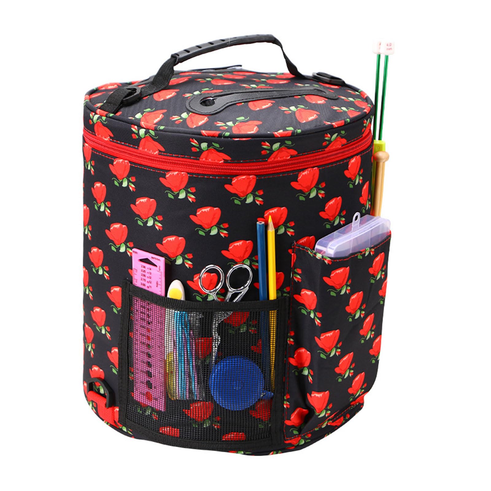 Buxuaaaa Bag Yarn Storage Bag Knitting Tote Knitting Project for Crochet Hooks, Project and Accessories Tote Organiser Storage Organiser with Pockets Small Small Travel